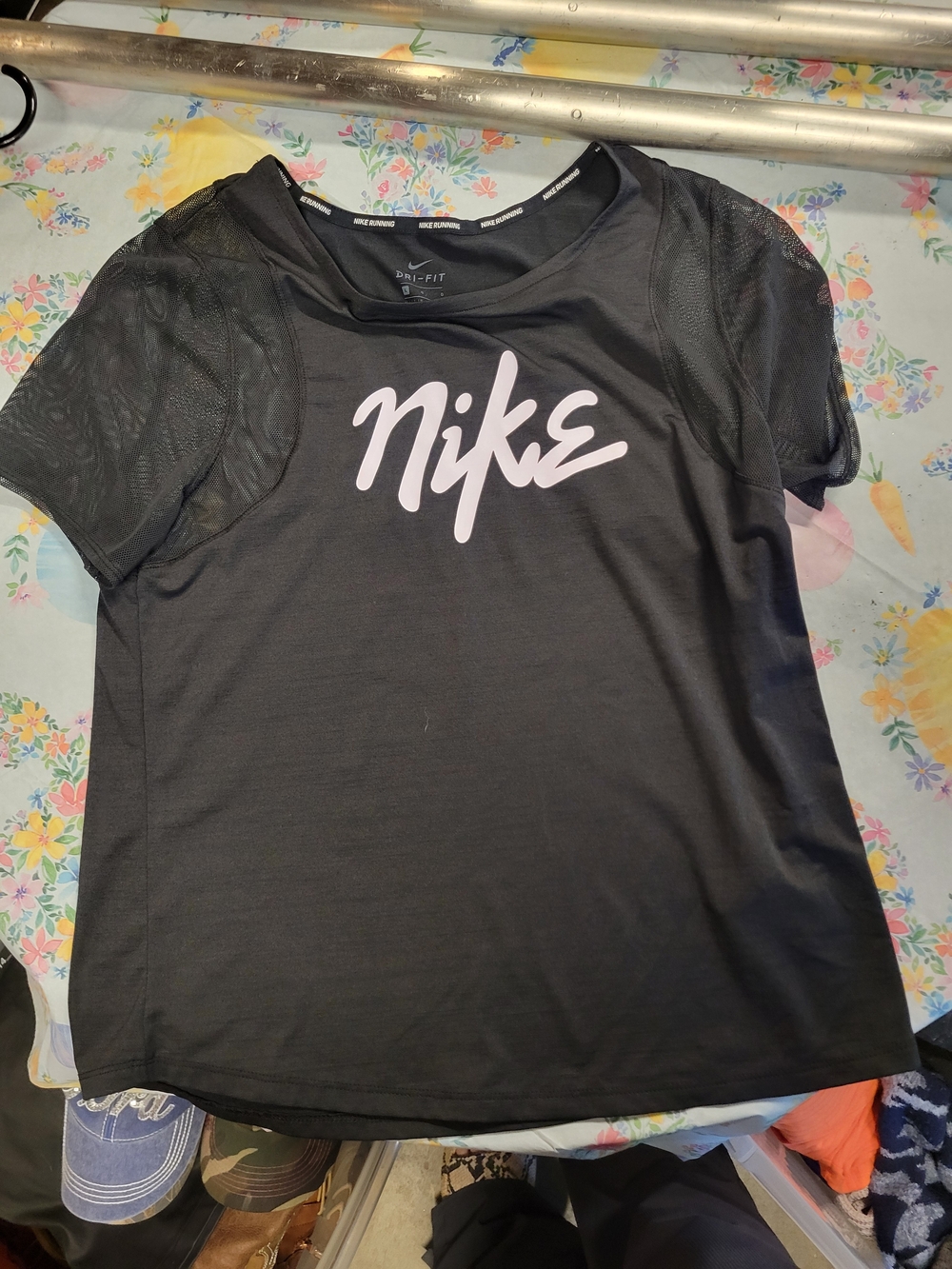Nike Black Women’s Short Sleeve Dri-FIT Top with Pink Logo